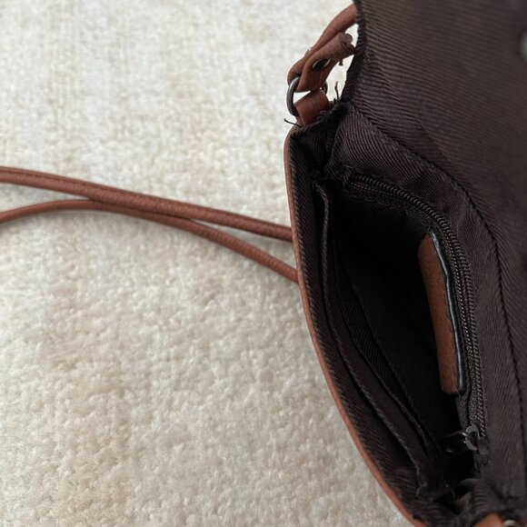 Brown Boho Studded Mini Crossbody Bag Cardholder - Picture 7 of 8